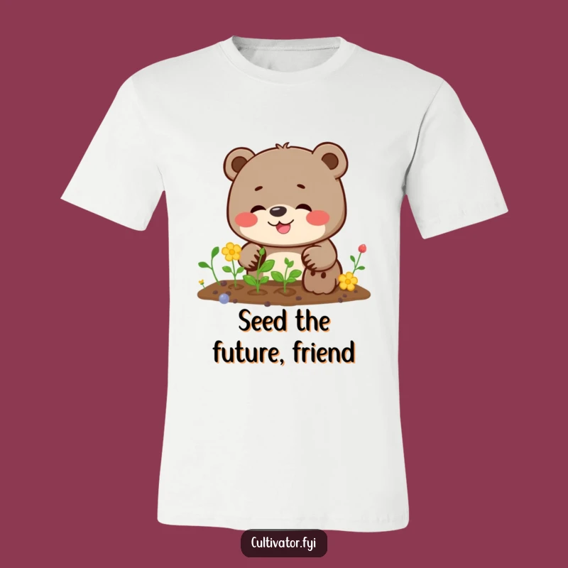 Funny Bear Planting T-Shirt: Giggling Gardener Humor Tee, Great Funny Gift for Nature Lovers