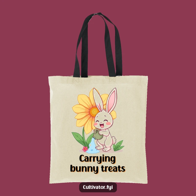 Funny Bunny Flower Watering Tote Bag - Cheerful Gardener Carryall