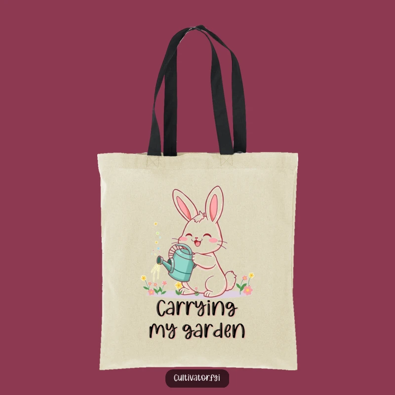 Funny Bunny Garden Tote: Cheerful Sprinkling Flower Friend Bag, Great Funny Gift!