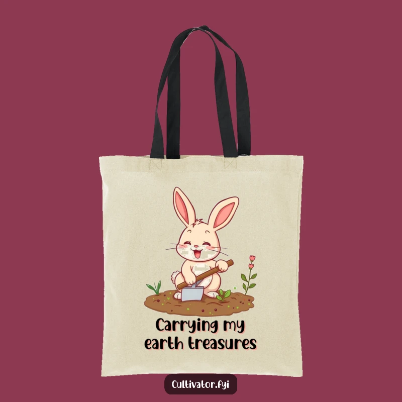 Funny Happy Bunny Tilling Soil Tote Bag - Stylish & Hilarious Carry-All