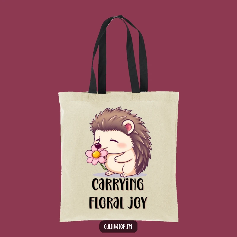 Funny Hedgehog Flower Tote Bag - Contented Smelling Bloom, Perfect Nature Gift