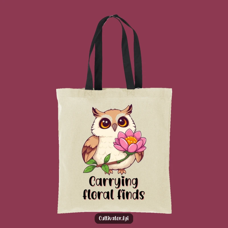 Funny Joyful Owl Observing Flower Tote Bag - Stylish & Hilarious Accessory