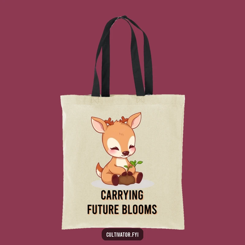 Funny Perky Deer Nurturing Seedling Tote Bag - Eco-Friendly & Hilarious Accessory