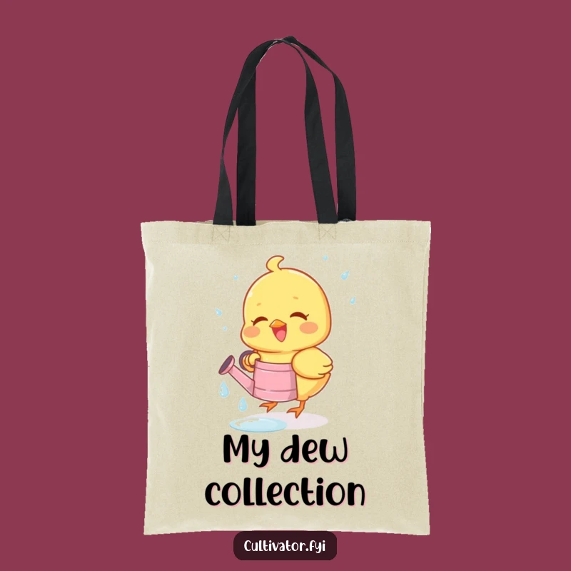 Funny Chick Dewdrop Tote Bag - Joyous Bird Collecting Drops, Perfect Spring Gift